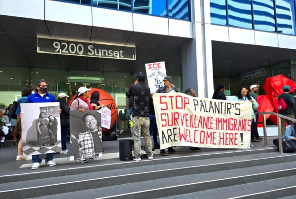 Demonstrators Rally Against Peter Thiel and Palantir Technologies in West Hollywood