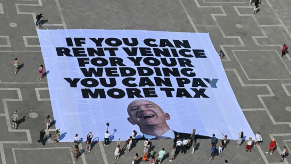 Venice Activists Protest Jeff Bezos and Lauren Sánchez’s Extravagant Wedding Plans
