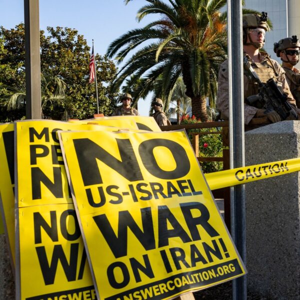 Activists Rally Against U.S. Involvement in Israel-Iran Conflict at Wilshire Federal Building