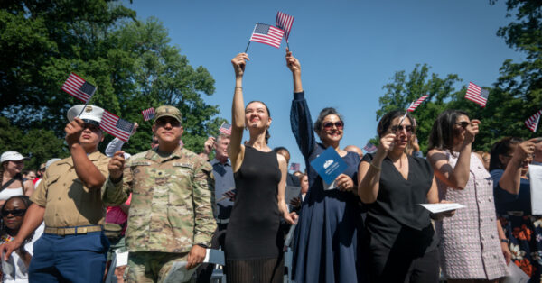 Arnold Schwarzenegger Celebrates Immigrant Spirit at Naturalization Ceremony at Mount Vernon
